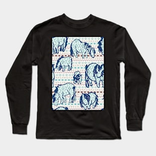 Fairisle Shetland Ponies - Blue Long Sleeve T-Shirt